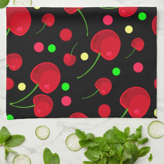 CHERRIES PLUS THEEDOEK (Gevouwen)