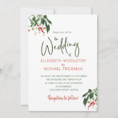 Cherries Red Green Modern Stylish Elegant Wedding Kaart (Voorkant)