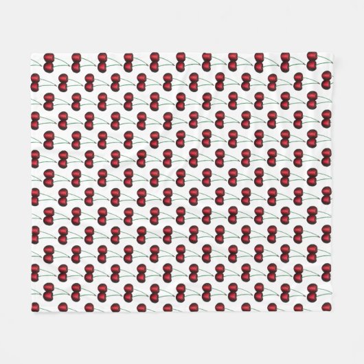 Cherries Ripe Red Cherry Summer Fruit Print Fleece Deken (Voorkant (Horizontaal))