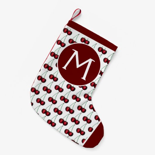 Cherries Ripe Red Cherry Summer Fruit Print Kleine Kerstsok (Voorkant (Hangend))