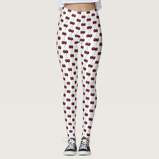 Cherries Ripe Red Cherry Summer Fruit Print Leggings (Voorkant)