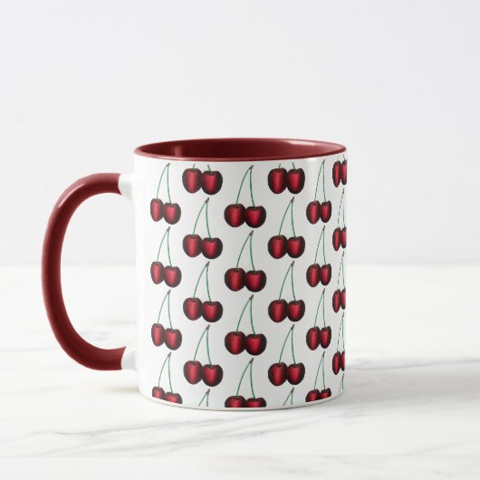 Cherries Ripe Red Cherry Summer Fruit Print Mok (Links)