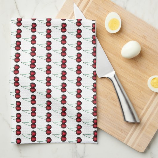 Cherries Ripe Red Cherry Summer Fruit Print Theedoek (Quarter Fold)