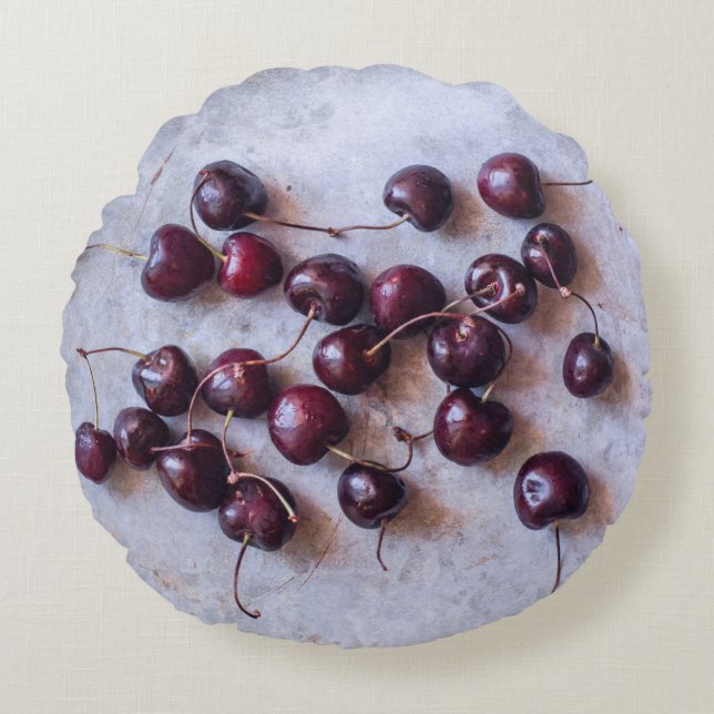Cherries Rond Kussen (Voorkant)