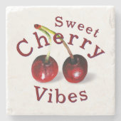 Cherries Stone Coaster Stenen Onderzetter (Voorkant)