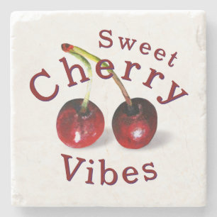Cherries Stone Coaster Stenen Onderzetter