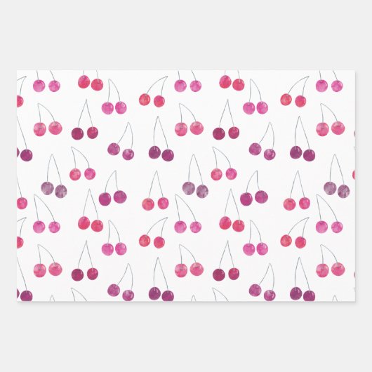 Cherries Waterverf Pattern Inpakpapier Vel (Voorkant 2)