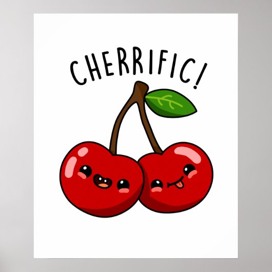 Cherrific Funny Red Cherry Fruit Pun Poster (Voorkant)