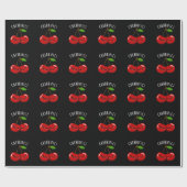 Cherrific Funny Red Cherry Pun Dark BG Cadeaupapier (Vlak)