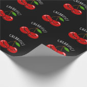 Cherrific Funny Red Cherry Pun Dark BG Cadeaupapier (Hoek)