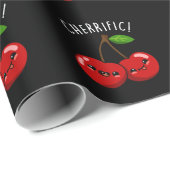 Cherrific Funny Red Cherry Pun Dark BG Cadeaupapier (Rol Hoek)