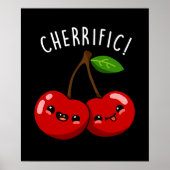 Cherrific Funny Red Cherry Pun Dark BG Poster (Voorkant)