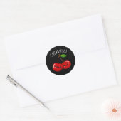 Cherrific Funny Red Cherry Pun Dark BG Ronde Sticker (Envelop)