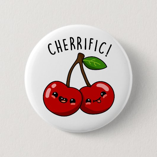 Cherrific Grappig Rood Cherry Pun Ronde Button 5,7 Cm (Voorkant)
