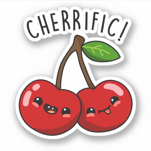 Cherrific Grappig Rood Cherry Pun Sticker (Voorkant)