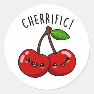 Cherrific Grappige Rode Kers Punt  Ronde Sticker
