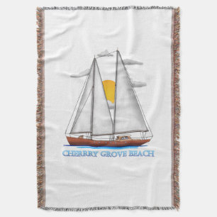 Cherrry Grove Beach Coastal Nautical Sailing Saili Deken