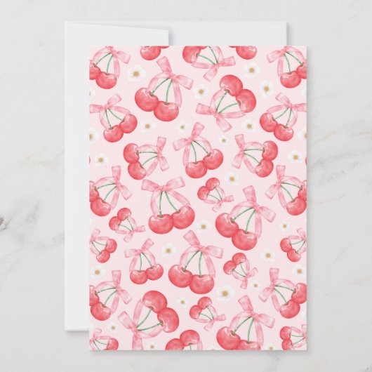 Cherry 1e Verjaardagsfeestje Coquette Cherry Verja Kaart (Achterkant)