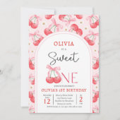 Cherry 1e Verjaardagsfeestje Coquette Cherry Verja Kaart (Voorkant)