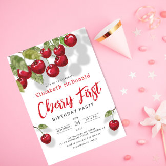 Cherry 1st Birthday Party | Eerste uitnodiging Ber