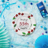 Cherry 55th Birthday Party Paper Borden Papieren Bordje (Feest)