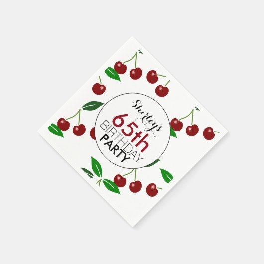Cherry 65th Birthday Party Paper napkins Servet (Hoek)