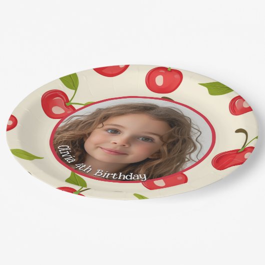Cherry Aangepaste foto en naam Papier Bord (Gekanteld)