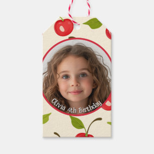 Cherry Aangepaste foto en naam Papier Bord Cadeaulabel
