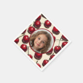 Cherry Aangepaste foto en naam Papier Bord Servet (Hoek)