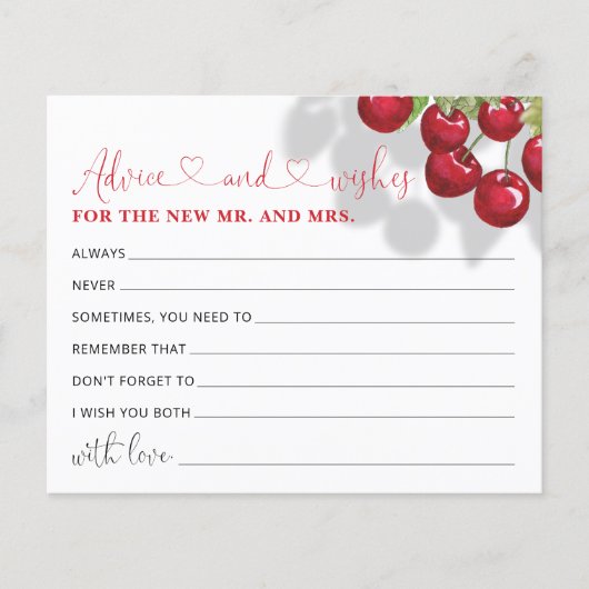 Cherry Advies en Wensen Vrijgezellenfeest Kaart (Voorkant)