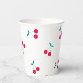 Cherry Aesthetics Cherry Pattern White Papieren Bekers (Links)