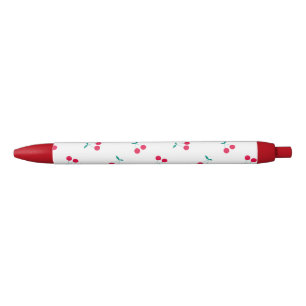 Cherry Aesthetics Cherry Pattern White Zwarte Inkt Pen