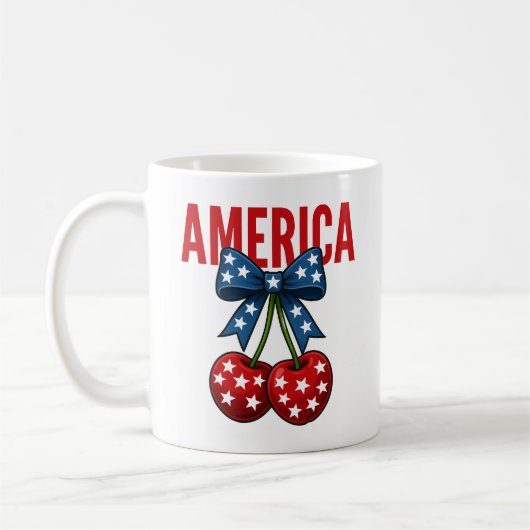 Cherry American Flag Coquette op 4 juli Koffiemok (Links)