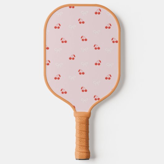 Cherry and Bow Licht Roze Pickleball Paddle (Voorkant)