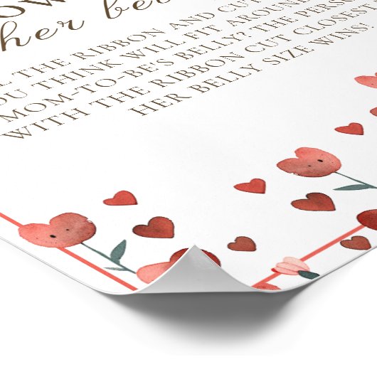 Cherry and Heart Hoe groot Belly Baby shower spel Poster (Hoek)