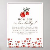 Cherry and Heart Hoe groot Belly Baby shower spel Poster (Voorkant)