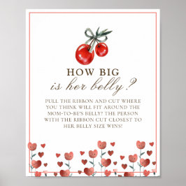 Cherry and Heart Hoe groot Belly Baby shower spel Poster