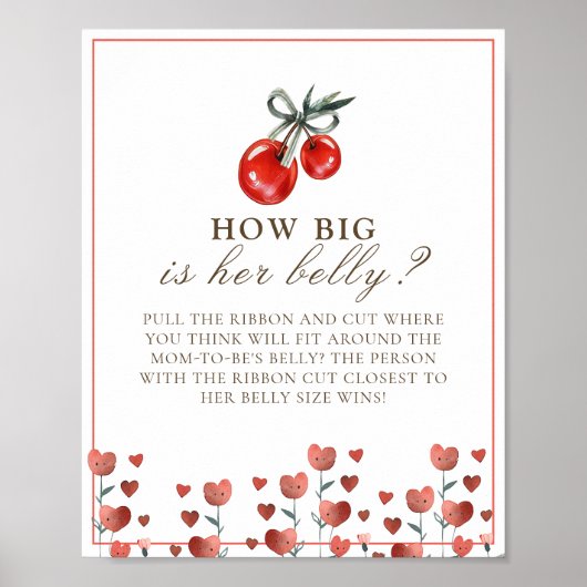 Cherry and Heart Hoe groot Belly Baby shower spel Poster (Voorkant)