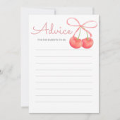 Cherry and Pink Ribbon Baby shower Advies Kaart (Voorkant)