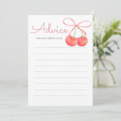 Cherry and Pink Ribbon Baby shower Advies Kaart (Staand voorkant)