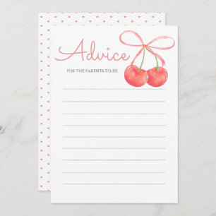 Cherry and Pink Ribbon Baby shower Advies Kaart
