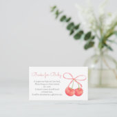 Cherry and Pink Ribbon Baby shower Boeken voor Bab Informatiekaartje (Staand voorkant)