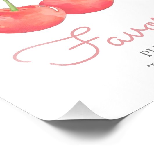 Cherry and Pink Ribbon Baby shower Favorieten Sign Foto Afdruk (Hoek)