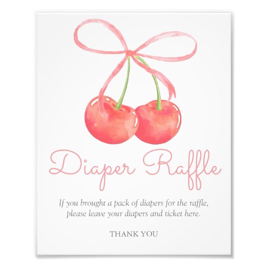 Cherry and Pink Ribbon Luier Raffle Poster (Voorkant)