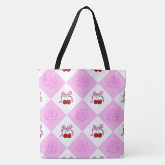 Cherry and rose tote bag