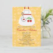 Cherry Apron Bridal Shower Invitation Yellow en R Kaart (Staand voorkant)