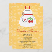 Cherry Apron Bridal Shower Invitation Yellow en R Kaart (Voorkant / Achterkant)