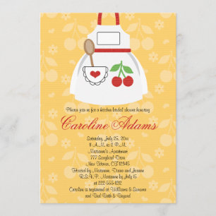 Cherry Apron Bridal Shower Invitation Yellow en R Kaart
