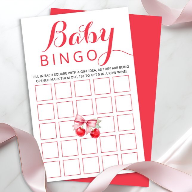 Cherry Baby Bingo Game Kaart | Baby shower-activit (Baby Bingo Baby Shower Game)