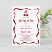 Cherry Baby Shower 2-sided QR Code Registry Sweet Kaart (Staand voorkant)